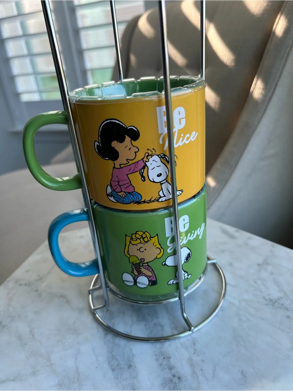 Peanuts Charlie Brown  Yellow & Green Ceramic Mug Set